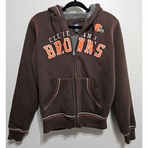 Women's Cleveland Browns Full Zip Hoodie Fleece Lined Medium NFL Team Apparel